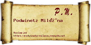 Podwinetz Miléna névjegykártya